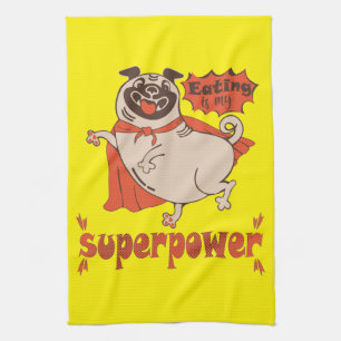 Paño De Cocina Comer es mi sobrenombre rojo cloak pug estilo cómi