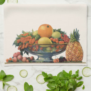Paño De Cocina Comida antigua, frutas surtidas en un tazón
