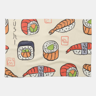 Paño De Cocina Comida de sushi, diseño de patrones impecable.