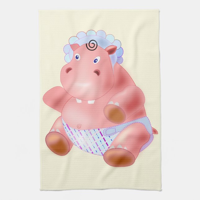 Paño De Cocina Comida divertida con el bebé Hippo (Vertical)