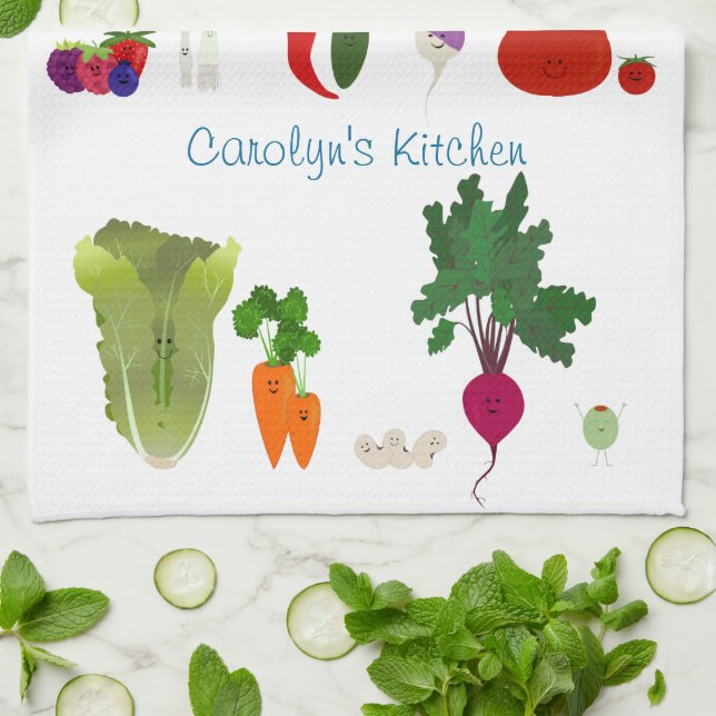 Paño De Cocina Comida feliz personalizada (Doblado)