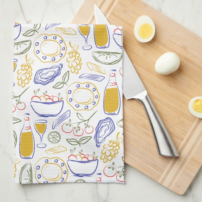 Paño De Cocina Comida italiana a mano (Doblado Cuarto)