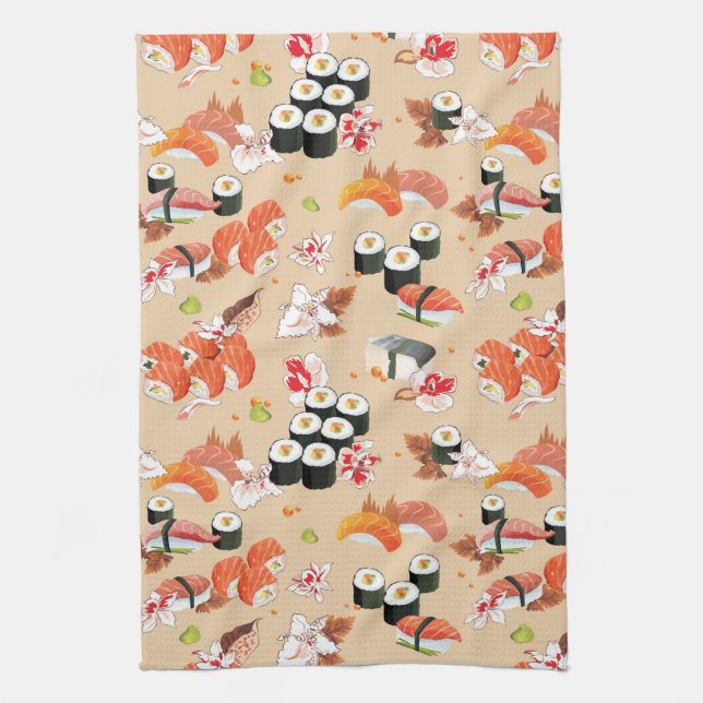 Paño De Cocina Comida japonesa: Modelo 3 del sushi (Vertical)