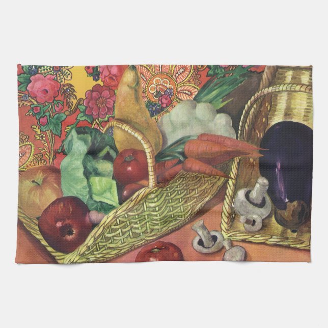 Paño De Cocina Comida orgánica, verduras de jardín, flores florec