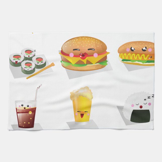 Paño De Cocina comida rápida kawaii (Horizontal)