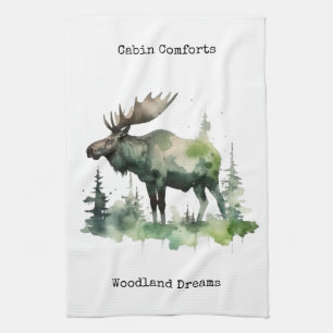 Paño De Cocina Comodidad de cabaña y sueños boscosos Acuarela rús