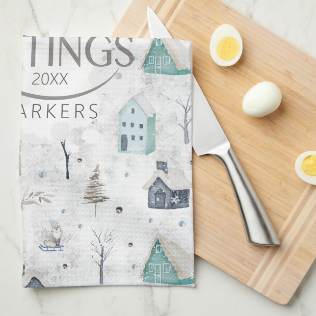 Paño De Cocina Cómodo Navidades del hogar ID985 Verde azulado (Doblado Cuarto)