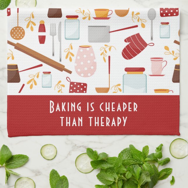 Paño De Cocina Cómplice diciendo que la cocina moderna es roja (Doblado)