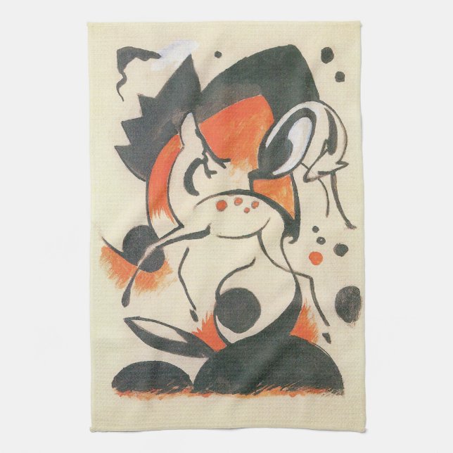 Paño De Cocina Composición con dos ciervos de Franz Marc (Vertical)