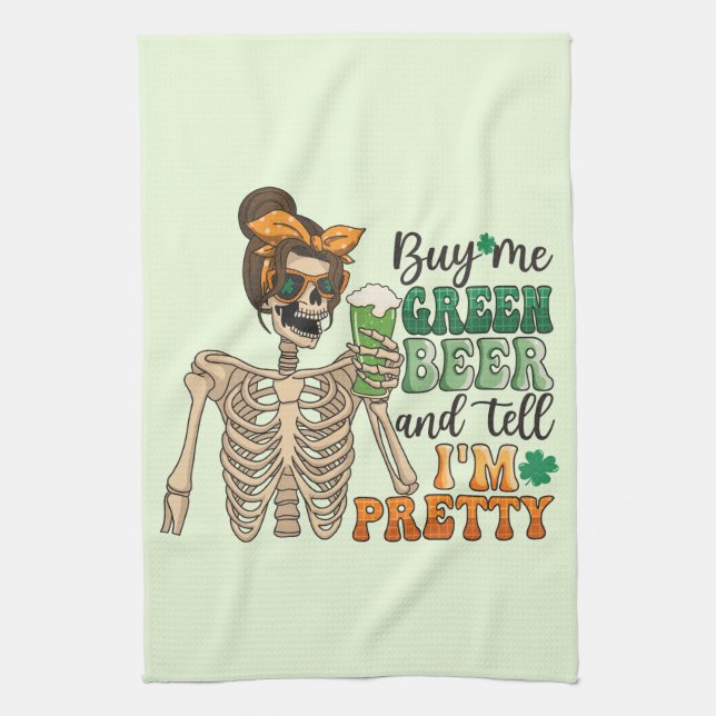 Paño De Cocina Compra cerveza verde - Skeleton | Día de San Patri (Vertical)