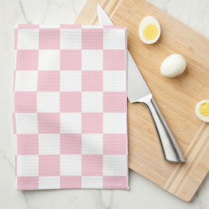 Paño De Cocina Comprobar el patrón del tablero de cheques rosado