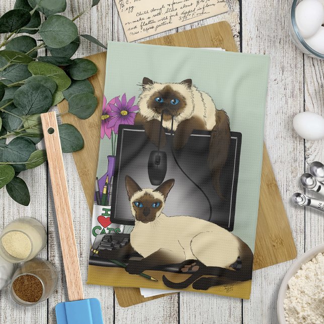 Paño De Cocina Computadora siamesa llama a travesura (Subido por el creador)