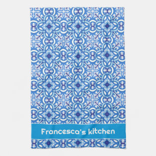 Paño De Cocina Con texto 🤍 💙 blanco y azul Porto Azulejos