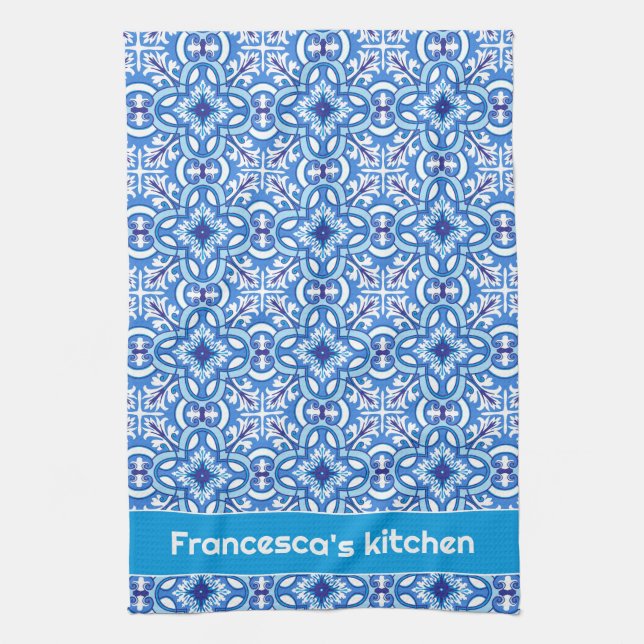 Paño De Cocina Con texto 🤍 💙 blanco y azul Porto Azulejos (Vertical)
