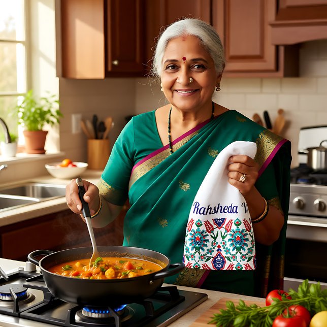 Paño De Cocina Con un nombre 💙 ❤️ 💚 bellas baldosas turcas (With name 💙❤️💚 Beautiful Turkish tiles Kitchen Towel)