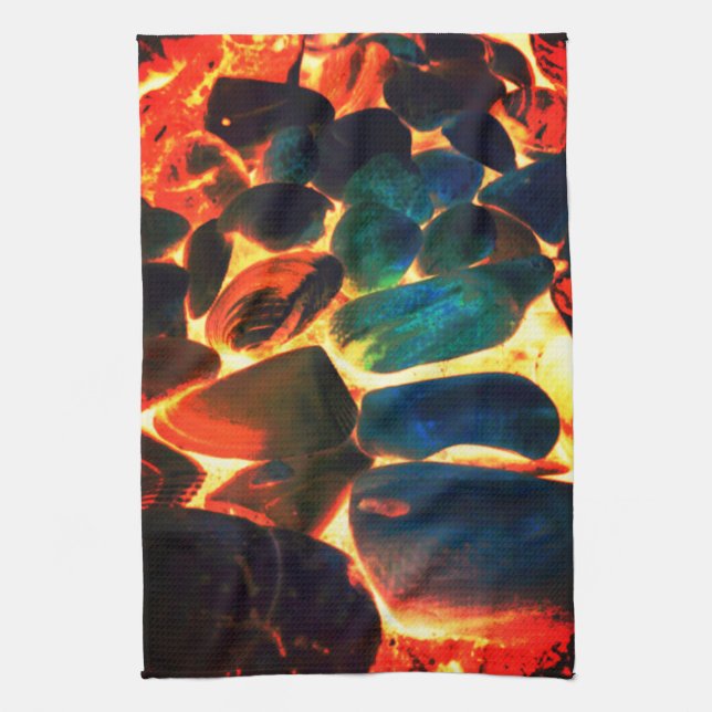 Paño De Cocina Concha de ostión marina sobre lava volcánica en ll (Vertical)