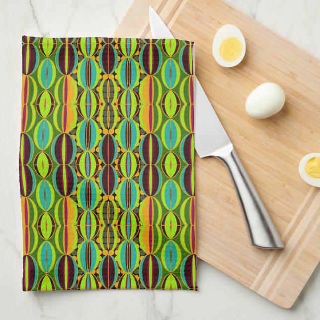 Paño De Cocina Conchas de cauri geométricas afrocéntricas (Doblado Cuarto)