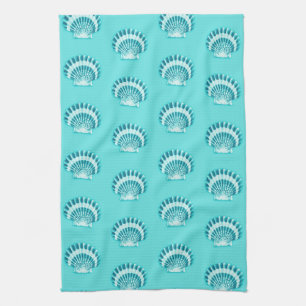 Paño De Cocina Conchas marinas - aqua y verde azulada