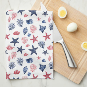 Paño De Cocina Conchas Patrióticas y Verano de Coral