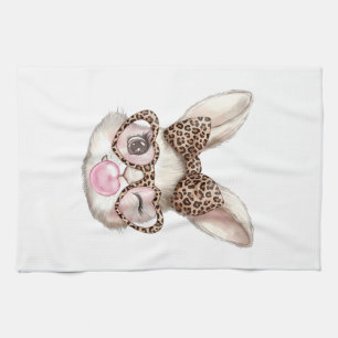 Paño De Cocina Conejito de Pascua Gafas Lindas Leopardo Conejo Co
