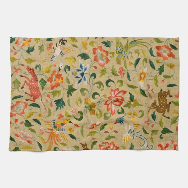 Paño De Cocina Conejo de aves de corral de animales antiguos (Horizontal)