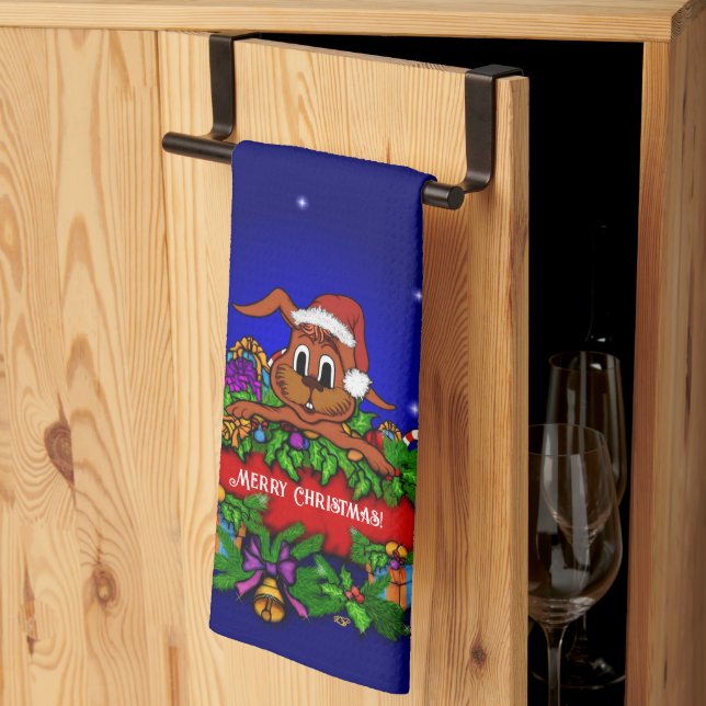 Paño De Cocina Conejo de navidades (Pliegue de tercios)