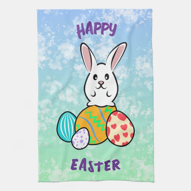 Paño De Cocina Conejo de Pascua en huevos de Pascua (Vertical)