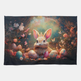 Paño De Cocina Conejo de Pascua feliz con huevos de Pascua