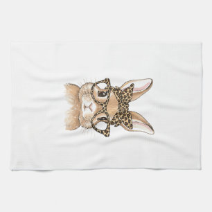 Paño De Cocina Conejo de Pascua Leopardo Gafas Bandana Conejo Muj