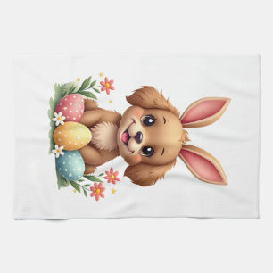 Paño De Cocina Conejo de Pascua Vintage Perro Cachorro Ilustració