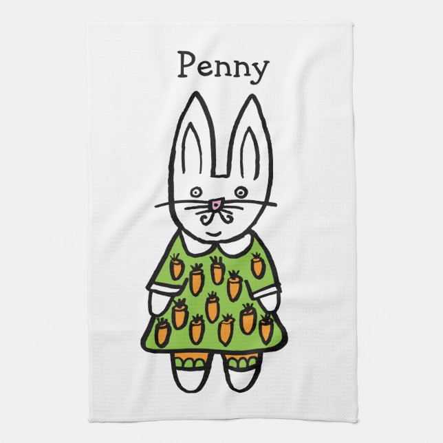 Paño De Cocina Conejo de Penny personalizado (Vertical)