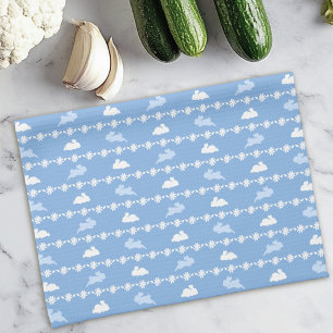 Paño De Cocina Conejo de primavera Daisies Patrón lindo Blanco Az