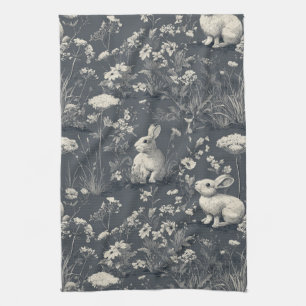 Paño De Cocina Conejo Elegante Toile Floral Patrón Vintage (6)