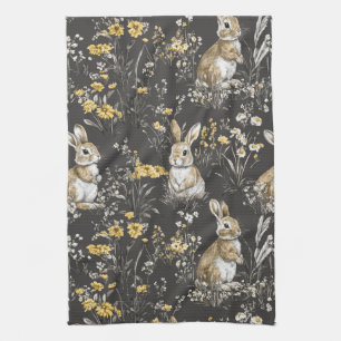 Paño De Cocina Conejo Elegante Toile Floral Patrón Vintage (9)