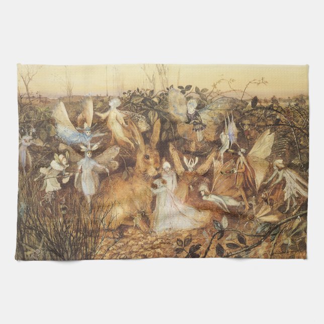 Paño De Cocina Conejo entre las hadas, cuentos de hadas veneciana (Horizontal)