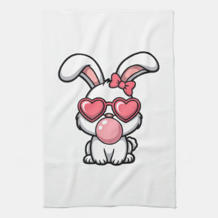 Paño De Cocina Conejo Kawaii Juguetón con Burbuja de Chicle