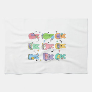 Paño De Cocina Conejo leyendo libros día de Pascua bibliotecario 