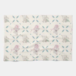 Paño De Cocina Conejo Vintage, Helecho, Mariposa y Patrón de Flor