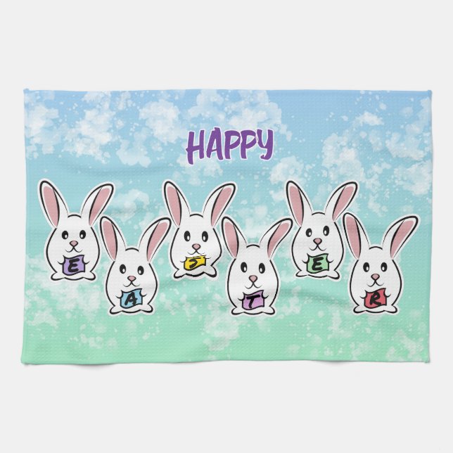 Paño De Cocina Conejos de Pascua con Forma de Huevo (Horizontal)