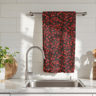 Paño De Cocina Confeti Rojo Elegante en Estilo Brillo Negro