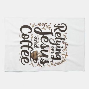 Paño De Cocina Confiando en Jesús y en el amante de la cafetera d