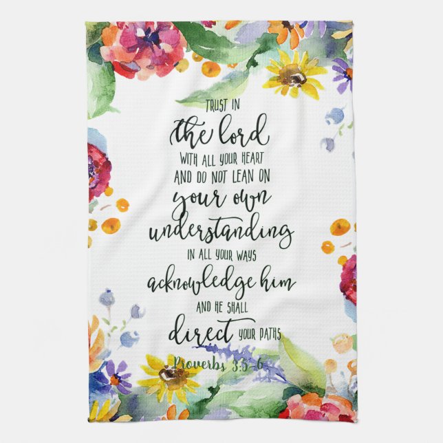 Paño De Cocina Confianza en la floral del Señor (Vertical)