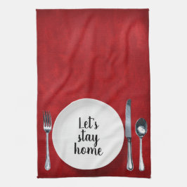 Paño De Cocina Configuración de cena en rojo