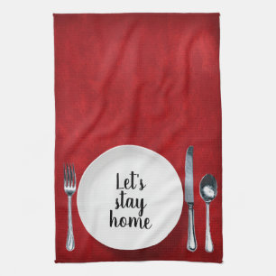 Paño De Cocina Configuración de cena en rojo