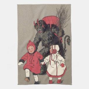 Paño De Cocina Conmutador Krampus Persiguiendo Niños