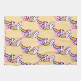 Paño De Cocina Cono de helado de arcoíris montado por unicornio