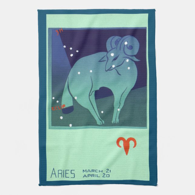 Paño De Cocina Constelación de Aries Ram, Astrología Zodiaca Vint (Vertical)