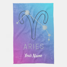 Paño De Cocina Constelación de Aries Zodiac Star Sign Horoscope