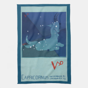 Paño De Cocina Constelación de Capricornio, Zodiaco Vintage, Astr