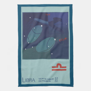 Paño De Cocina Constelación de Libra Escala Zodiaco Vintage Astro